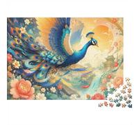 1000 Pieces Mini Jigsaw Puzzle Peacock Flowers for Adults