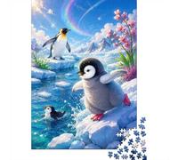 1000 Pieces Mini Jigsaw Puzzle Penguin Ice Landscape for Adults | 38x26cm Cardboard, Living Room Decor, Premium Craftsmanship, Birthday Gift, Mind Relaxation