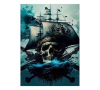 1000 Pieces Mini Jigsaw Puzzle Pirate Ship Skull for Adults