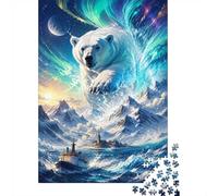 1000 Pieces Mini Jigsaw Puzzle Polar Bear Mountain Ocean for Adults | 52x38cm Cardboard, Living Room Decor, Premium Craftsmanship, Birthday Gift, Mind Relaxation