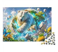 1000 Pieces Mini Jigsaw Puzzle Polar Bear Nature for Adults | 38x26cm Cardboard Living Room Decor Premium Craftsmanship Birthday Gift Mind Relaxation