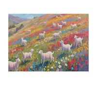 1000 Pieces Mini Jigsaw Puzzle Sheep Meadow for Adults | 38x26cm Cardboard Puzzle Game Home Decor Puzzle Lovers Perfect Interlocking Birthday Gift