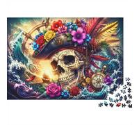 1000 Pieces Mini Jigsaw Puzzle Skull Flowers Compass for Adults