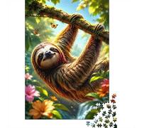 1000 Pieces Mini Jigsaw Puzzle Sloth Nature for Adults | 52x38cm Cardboard, Living Room Decor, Durable Structure, Birthday Gift, Mind Relaxation