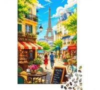 1000 Pieces Mini Jigsaw Puzzle Street Cafe for Adults | 70x50cm Cardboard Home Decor Durable Structure Birthday Gift Mind Relaxation