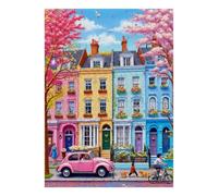 1000 Pieces Mini Jigsaw Puzzle Street Houses for Adults | 70x50cm Cardboard Living Room Decor Durable Structure Birthday Gift Mind Relaxation