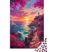 1000 Pieces Mini Jigsaw Puzzle Sunset Ocean Pathway for Adults | 52x38cm Cardboard, Living Room Decor, Premium Craftsmanship, Birthday Gift, Mind Relaxation
