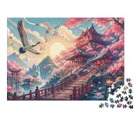 1000 Pieces Mini Jigsaw Puzzle Temple Cranes Mountain for Adults