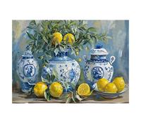 1000 Pieces Mini Jigsaw Puzzle Vase Lemon Still Life for Adults | 70x50cm Cardboard Living Room Decor Durable Structure Birthday Gift Mind Relaxation