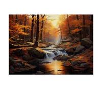 1000 Pieces Mini Jigsaw Puzzle Waterfall Forest Stream for Adults | 52x38cm Cardboard, Living Room Decor, Durable Structure, Birthday Gift, Mind Relaxation