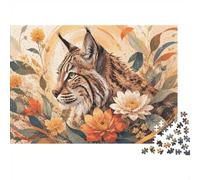 1000 Pieces Mini Jigsaw Puzzle Wild Cat Flowers for Adults | 38x26cm Cardboard, Living Room Decor, Premium Craftsmanship, Birthday Gift, Mind Relaxation