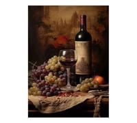 1000 Pieces Mini Jigsaw Puzzle Wine Grapes Still Life for Adults | 70x50cm Cardboard, Living Room Decor, Premium Craftsmanship, Birthday Gift, Mind Relaxation
