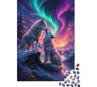 1000 Pieces Mini Jigsaw Puzzle Wolf Aurora for Adults