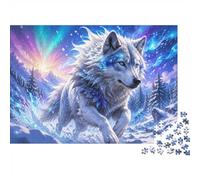 1000 Pieces Mini Jigsaw Puzzle Wolf Aurora for Adults | 38x26cm Cardboard Living Room Decor Durable Structure Birthday Gift Mind Relaxation