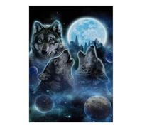 1000 Pieces Mini Jigsaw Puzzle Wolf Moon Space for Adults | 52x38cm Cardboard, Puzzle Assembly, Young Adults, Living Room Decor, Mind Relaxation