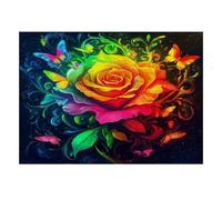 1000 Pieces Mini Puzzle for Adults Rose Butterfly Leaf Challenging | 38x26cm Cardboard Living Room Decor Durable Structure Friend Gift Mind Relaxation