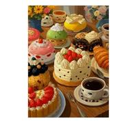 1000 Pieces Mini Puzzle for Family Cake Coffee Dessert | 52x38cm Cardboard Living Room Decor Durable Structure Friend Gift Mind Relaxation