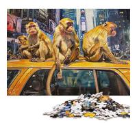 1000 Pieces Monkeys of Manhattan Jigsaw Puzzles for Adults Wooden Puzzles for Adults Puzzles Learning Educational Toys 1000pcs (75x50cm)