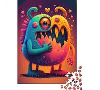 1000 Pieces Monster Love Hearts Wood Puzzles Wooden Puzzles for Adults& Teenagers Age 12 Years Up 1000pcs (38x26cm)