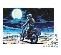 1000 Pieces Moonlight Ride Paper Jigsaw Puzzle for Adults Thick Paper Educational Motorcycle Night Scene Puzzle Home Decor Relax 52x38cm/1000pcs