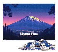 1000 Pieces Mount Etna, Italy at Night Creative Square Wooden Jigsaw Puzzles for Adults Educational Game Challenge Toy 1000pcs (75x50cm)