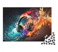 1000 Pieces Music Headphones Jigsaw Puzzle Paper for Adults Brain Training Home Decoration Music Graffiti Paper Puzzle 52x38cm/1000pcs