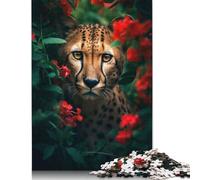 1000 Pieces Mysterious Cheetah Flowers Puzzles Wooden Puzzle for Adults And Teenager Puzzling for Gift 1000pcs (75x50cm)