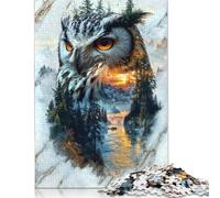 1000 Pieces Mystic Mountain Owl Jigsaw Puzzles Wooden Puzzle Adult Jigsaw Puzzle Educational Game for Adult Teenagers 1000pcs (75x50cm)