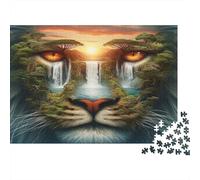 1000 Pieces Mystical Lion Paper Jigsaw Puzzle for Adults Educational Wildlife Puzzle Brain Training Wall Decor 70x50cm/1000pcs