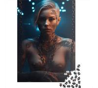 1000 Pieces Naked Tattooed Girl Jigsaw Puzzles for Adults Wooden Puzzles for Adults Teenager Man Woman Gift 1000pcs (75x50cm)