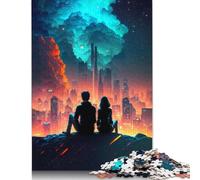 1000 Pieces Nebula in Futuristic City Jigsaw Puzzle Puzzles for Adults Puzzle for Adults And Teenager 1000pcs (75x50cm)