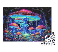 1000 Pieces Neon Mushroom Forest Jigsaw for Adults Paper Puzzle Game paper Eco Card Brain Training Magic Mushrooms Puzzle Home Decor 52x38cm/1000pcs