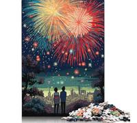 1000 Pieces New Year Fireworks Jigsaw Puzzles Wooden Puzzles for Adults & Teenager Brain Teaser Puzzles For Adults 1000pcs (75x50cm)
