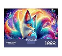 1000 Pieces Nine-tailed Fox Jigsaw Puzzle Fun Details Beautiful Decoration Fantasy Creatures Puzzle Challenging Games for Adults & Kids Age 12 Years Up 52x38cm/1000pcs