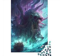 1000 Pieces Octopus Monster1 Jigsaw Puzzles for Adults Wooden Puzzle Educational Game for Adult Teenagers 1000pcs (75x50cm)