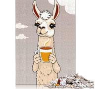 1000 Pieces of Jigsaw Puzzle Llama with Coffee Jigsaw Puzzles Game Birthday Gifts Puzzles Decorative Jigsaw Puzzle for Adults And Teenagers 1000pcs (75x50cm)