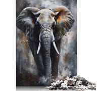 1000 Pieces Oil Elephant Portrait Puzzle for Adults Paper Puzzles Jigsaw Puzzles for Adults Educational Game Challenge Toy 1000pcs (38x26cm)