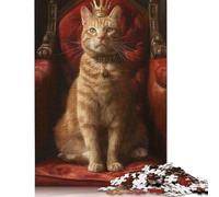 1000 Pieces Orange Tabby Cat Queen for Adults Difficult Jigsaw Wooden Puzzle for Adults Christmas Eve Gifts 1000pcs (75x50cm)