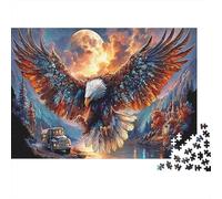 1000 Pieces Ornate Eagle Under Full Moon Educational Games Puzzle Jigsaw Puzzles Wildlife Fun Challenge for Adults, Home Decor Jigsaw 52x38cm/1000pcs