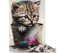 1000 Pieces Paint Kittens in A Bucket Puzzle Jigsaw, Difficulty Puzzle Jigsaw Educational Game Toy Family Decoration 1000pcs (75x50cm)