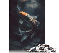 1000 Pieces Peaceful Koi Fish Swim Jigsaw Puzzles for Adults Wooden Puzzles for Adults Puzzles Learning Educational Toys 1000pcs (75x50cm)