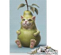 1000 Pieces Pear Cat Funny Jigsaw Square Puzzle for Adults Wooden Puzzles Unique Challenge Games 1000pcs (75x50cm)