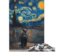 1000 Pieces Penguin in Starry Night Jigsaw Puzzle Adults Difficulty Puzzles Educational Toy Games Family Decoration 1000pcs (75x50cm)