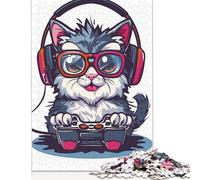1000 Pieces Persian Cat Gaming Jigsaw Square Puzzle for Adults Wooden Puzzles Unique Challenge Games 1000pcs (75x50cm)