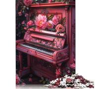 1000 Pieces Pink Floral Piano Jigsaw Puzzles for Adults Paper Puzzles for Adults Teenager Man Woman Gift 1000pcs (75x50cm)