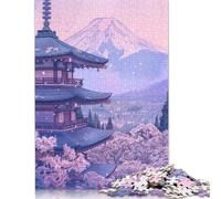 1000 Pieces Pink Japan Painting for Adults Difficult Jigsaw Wooden Puzzle for Adults Christmas Eve Gifts 1000pcs (75x50cm)