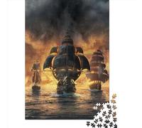 1000 Pieces Pirate Fleet42 Jigsaw Puzzles for Adults Wooden Puzzles for Adults Teenager Man Woman Gift 1000pcs (75x50cm)