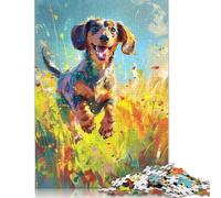 1000 Pieces Playful Dachshund Dog Puzzle for Adults Paper Puzzles Jigsaw Puzzles for Adults Educational Game Challenge Toy 1000pcs (38x26cm)