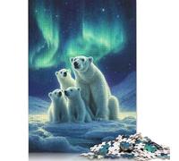1000 Pieces Polar Bear Family Under Aurora Borealis Jigsaw Puzzles for Adults Paper Puzzles for Adults Teenager Man Woman Gift 1000pcs (38x26cm)