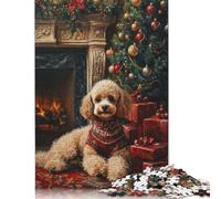 1000 Pieces Poodle Christmas Portrait Poodle in Holiday Scene Jigsaw Puzzles Puzzles for Teenagers Gifts Unique Home Decor And Gifts 1000pcs (75x50cm)